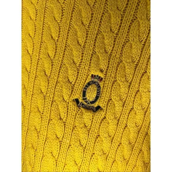 Ralph Lauren | women yellow vintage cable knit crewneck sweater - Picture 7 of 8